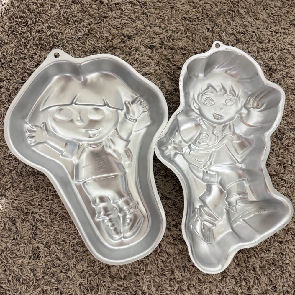 Dora the Explorer & Diego Cake Pans Vintage Metal Character Baking